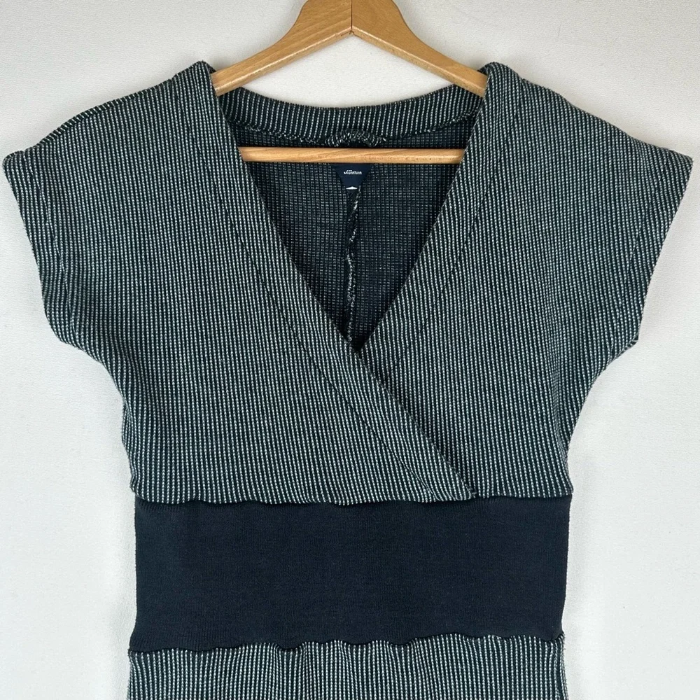 Skunkfunk Faux Wrap A-line Stripe Cap Sleeve Dress A-line - Picture 2 of 10